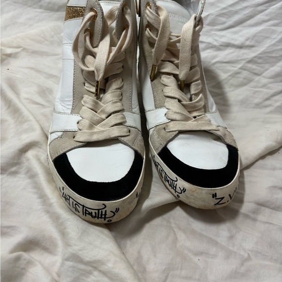 Zadig & Voltaire White Leather Flash High Trainers Size - Picture 3 of 6